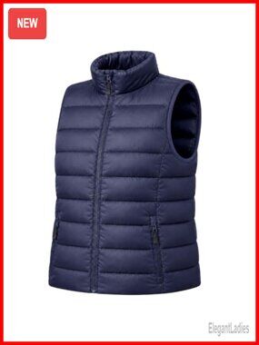 Plus Size Puffer Vest for Women Packable Sleeveless Winter Quilted